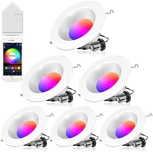 thumbnail image 2 of ALUSSO 6-Pack 6-Inch Smart LED Recessed Lights – RGBCW Color Changing, Dimmable, WiFi/Bluetooth 2 of 6