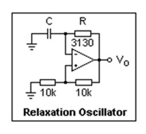 Non-linear or relaxation oscillator and operational amplifier relaxation oscillator