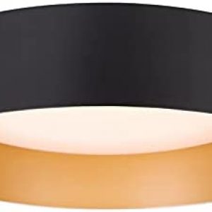 Bargeni Flush Mount Ceiling Light,12.5 inch LED Ceiling Light Fixture,Matte Black with Gold Inside,3000K/Warm White/18W(100w Equiv.),Dimmable Outdoor Lighting Fixtures Ceiling for Bedroom and Hallway