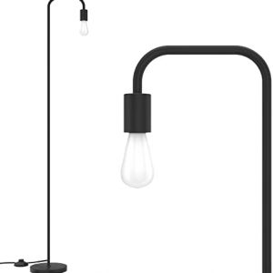 Floor Lamp, Industrial Floor Lamp, Led Light Bulb Included, in-line On/Off Foot Switch, Fits for Living Room, Bedroom, Near Window, Matte Black