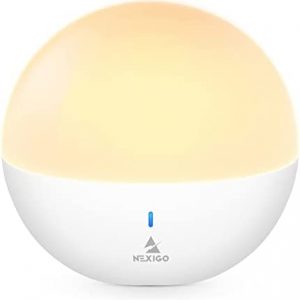NexiGo Night Light, Portable One-Key Baby Bedside Lamp, RGB Changing Speed Adjustable & Dimmable, Rechargeable Touch Nursery Nightlight, for Kids Bedroom, Bathroom (Spherical)