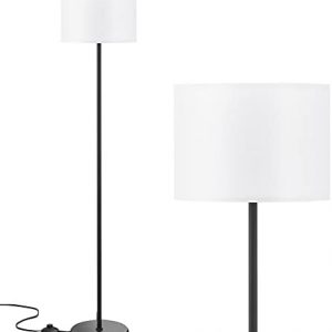 LED Floor Lamp Simple Design, Modern Floor Lamp with Shade, Tall Lamps for Living Room Bedroom Office Dining Room Kitchen, Black Pole Lamp with Foot Switch(Without Bulb)