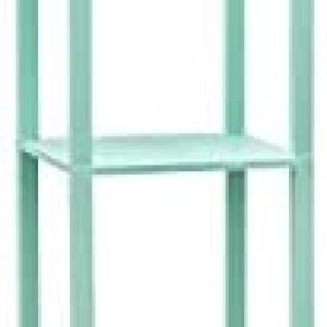 Simple Designs LF1037-AQU Organizer Storage Shelf with 2 Ports, 1 Charging Outlet and Linen Shade USB Etagere Floor Lamp, Aqua