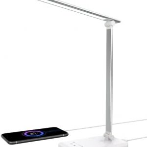 Aourow Desk Lamp LED Dimmable: Table Lamp with 5 Light Modes and 5 Brightness Levels for Home Office, Touch Desk Light with 45 Minute Timer for Bedside Reading, Kids Bedroom, White