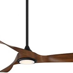 WAC Smart Fans Swirl Indoor and Outdoor 3-Blade Ceiling Fan 54in Matte Black Koa with 3000K LED Light Kit and Remote Control works with Alexa and iOS or Android App