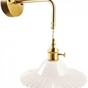 AoKinRound Plug in Wall Mount Lamp, Nordic Sconce with On Off Switch, Vintage Style Glass Scalloped Shade Wall Light Fixture for Bedroom Living & Dining Room Hallway Sconces, Indoor and Outdoor.