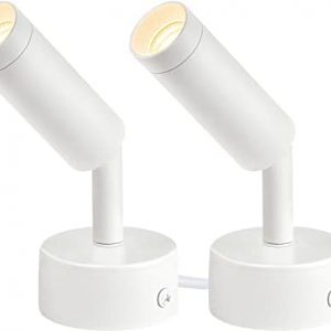 URTOM 2 Pack Spot Lights Indoor, 120V Up Lights Indoor, LED Accent Spotlight, 3W Plant Spotlight, 3000K Floor Spotlight for Plants Pictures Desk, Uplights with 5.9 FT Plug Cord and Foot Switch