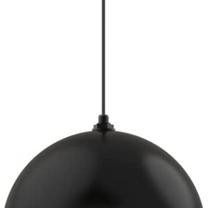 Steel Lighting Co. Melrose Pendant Light | Ceiling Mounted | 18 inch Round Dome | Modern Contemporary Farmhouse Style Made in America | Black Cord, Matte Black Exterior/Matte Black Interior