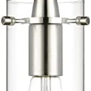 Linea di Liara Effimero Modern Brushed Nickel Pendant Light Fixtures Over Kitchen Island Sink Lighting Ceiling Hanging Farmhouse Metal Industrial Mini Pendant Lighting Small Clear Glass Shade