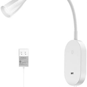 LED Wall Mounted Bedside Reading Light, Touch Dimmable Spot Lamp for Bedroom Headboard Light with USB Port and Flexible Gooseneck 4 Brightness Levels Neutral White 4000K Lighting by PRINCEWAY