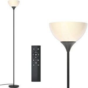 PESRAE Floor Lamp, Remote Control with 4 Color Temperatures, Torchiere Floor lamp for Bedroom, Standing Lamps for Living Room, Bulb Included (Matte Black)
