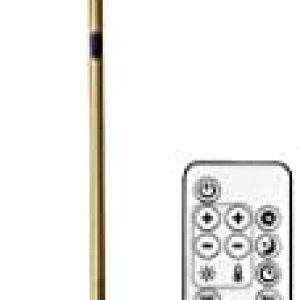 O’Bright LED Cylinder Floor Lamp with Remote Control, Full Range Dimming, Adjustable Color Temperature 3000K-6000K, Minimalist Standing Lamps for Living Room, Bedrooms and Office, Antique Brass