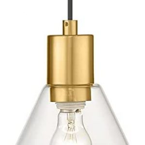 1-Light Gold Glass Pendant Light, LMS Modern Kitchen Pendant Hanging Light with Clear Glass Shade in Gold Finish, LMS-103