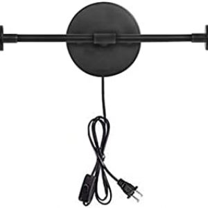 KCO Black Plug in Cord Wall Sconce with On/Off Switch Mid Century Modern Wall Mounted Lamp 2-Light Minimalist Vanity Wall Light Fixture for Hallway Bathroom Bedroom Living Room