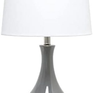 Lalia Home Indoor Modern Desk Lamp 14″L x 14″W x 26.25″H Droplet Table Lamp with Fabric Shade – Gray