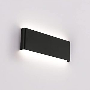 16″ Inch Black LED Wall Lamps for Bedroom Indoor Hallway, Modern Mini Bathroom Vanity Lights 14W 4000K Up and Down Bedside Reading Lamp Rustic Wall Sconces