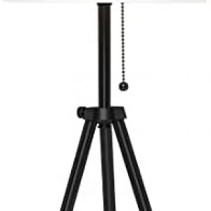 O’Bright Tripod Table Lamp, Adjustable in Height, 100% Metal Body with Linen Drum Shade, Bedside Lamp, Nightstand Lamp, Side Table Lamp for Living Room, Bedroom, Office, Black