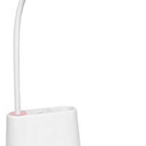 Fantasee USB Rechargeable LED Table Desk Lamp with USB Output Port, Pen Holder, 2 Light Modes Dimmable 360° Flexible Hose for Child Students College Dorm Bedroom Reading (White)