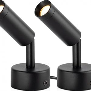 URTOM 2 Pack Indoor Spotlight LED Up Lights for Plant 120V Floor Spot Lights Accent Light Indoor Uplighting Warm White Spotlight Lamp Accent Lighting LED Uplight, 5.9 FT Plug Cord with Foot Switch