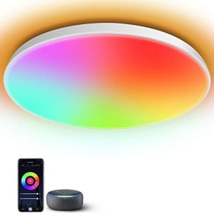 AIKVSXER Flush Mount Ceiling Light 12 Inch – Smart Ceiling Light 24W 2400LM – Smart Home Lighting LED Ceiling Light – Dimmable Color Changing Ceiling Light – RGB Ceiling Light with Alexa Google Home