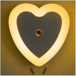 LED Night Light Plug-in Smart Dusk to Dawn Sensor, Heart-Shaped Automatic Night Lights, Suitable for Bedroom, Bathroom, Toilet, Stairs, Kitchen, Hallway, Kids, Adults, Compact Nightlight, Warm White