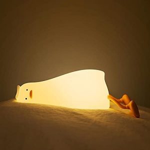 Night Light, , LED Squishy Duck Lamp, Cute Light Up Duck, Lying Flat Duck Night Light, Silicone Dimmable Timed Bedside Lamp, Touch Light for Breastfeeding Girls Bedroom Decor