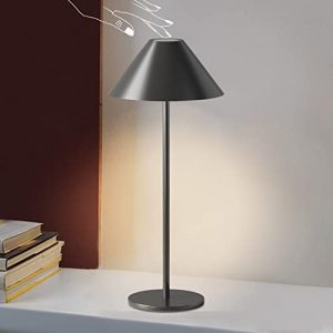 Modern LED Rechargeable Cordless Table Lamp with 2 Color Lamp Rod, IP54 Waterproof, 240LM Dimmable Battery Operated Lamp, 4000mAh Certified Battery, 3000K Portable Bedside Lamp (Black)