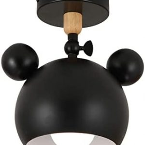 Auwieou Wrought Iron Flush Mount Ceiling Light Cartoon Mouse Ceiling Light Fixtures Mid Century Modern Ceiling Mount Light for Living Room Kitchen Foyer Hallway Kid Room Bedroom Lighting Deco (Black)
