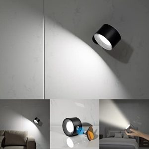 Koopala LED Wall Mounted Reading Lights, Wall Sconce with USB Charging Port 3 Brightness Levels Rechargeable Battery 360°Rotate Magnetic Ball Dimmable Touch Control, Lamps for Kid Study Bedside-1Pack