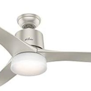 Hunter Symphony Indoor Wi-Fi Ceiling Fan with LED Light and Remote Control, 54″, Nickel