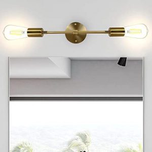 ASCMZOS 2-Light Vanity Light Fixtures for Bathroom, Modern Wall Mounted Lamp Indoor Gold Wall Sconces Light Fixtures Vintage Metal Wall Lighting for Mirror Hallway Kitchen Bedroom Living Room