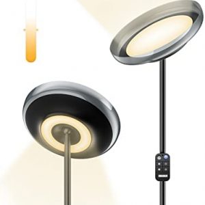 Floor Lamp, Hiloly Double Side LED Modern Torchiere Floor Lamps for Living Room 4 Color Temperatures and Brightness Standing Lamps – Adjustable Height Led Reading Lamps for Bedroom,Office