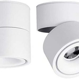 LED Indoor Ceiling Spotlight 360°Adjustable -Surface Mounted COB Lighting-10W LED Warm White Light 3000K/Cool White 6000K Ceiling Downlight -Aluminum Wall Lamp/Wall Swivel Lamp(White,3000K Warm White)