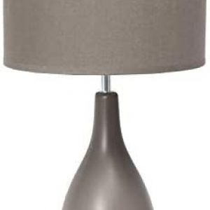 Simple Designs LT2002-GRY Oval Bowling Pin Base Ceramic Table Lamp, Gray