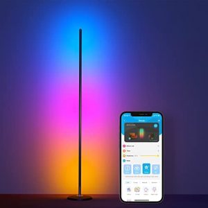 Govee RGBIC Corner Floor Lamp, Smart LED Lamp Works with Alexa, Modern Floor Lamp with Music Sync and 16 Million DIY Colors, Ambiance Color Changing Lamp for Living Room Bedroom Gaming Room
