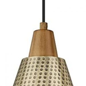 FEMILA Vintage Pendant Lights, Brass Pendant Lighting for Kitchen Island with Hammered Metal Shade, 1-Light Farmhouse Industrial Hanging Lamp,4FG59MIL BG