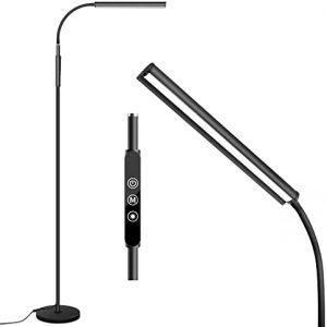 LED Floor Lamp, AIGOTEK 10W Bright Floor Light with 3 Color Temperatures & 5 Brightness, Adjustable Gooseneck Standing lamp with Touch & 1H Timer, Room Reading Lamp for Living Room, Bedroom, Office