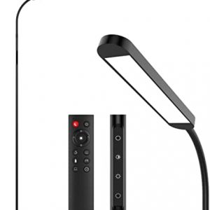 Floor Lamp, LED Floor Lamp with Remote, MediAcous 5 Colors & 5 Brightness & Stepless Adjustable Standing Lamp Work with Wall Switch,1H Timer, Memory Function, Gooseneck for Living Room Bedroom Reading