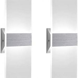 Modern Wall Sconce 12W, Set of 2 LED Wall Lamp Cool White Acrylic Material Hardwired Wall Mounted Wall Lights