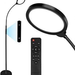 Floor Lamp, Led Floor Lamp for Living Room, Arslly Black Floor Lamp with Remote Gooseneck Office Bedroom Modern Reading Lamps Floor Standing Touch Adjustable 3000K – 6000K 4 Colors & 6 Brightness
