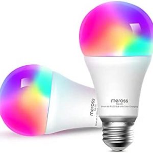Smart Light Bulb, meross Smart WiFi LED Bulbs Works with Alexa, Google Home, Dimmable E26 Multicolor 2700K-6500K RGBWW, 810 Lumens 60W Equivalent, No Hub Required,2 Pack