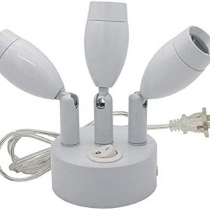 LUMINTURS 3W Three Heads LED Wall Mount Spotlight Adjustable Picture Light Plug In Lamp On/Off Button Cabinet White Finish Nature White