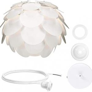 kwmobile Puzzle Lamp Pendant Light – Blossom 15.75″ (40cm) Ceiling Lighting Kit with 62-Piece Shade to Assemble and 31.5″ (80cm) Long Cord Fixture