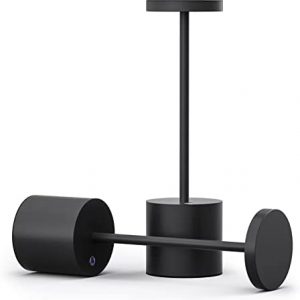 Cordless Table Lamp,YHT 10.25in Rechargeable Portable Battery Operated Powered Desk Lamps Set of 2 Levels Dimmable Night Table Lights for Living Room Dining Restaurant Bar Garden Patio-Black