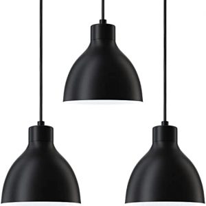 Doraimi Lighting Industrial Wire Hanging Light Indoor Mini Pendant Ceiling Light fixtures with Painting Black(Set of 3),Metal Shade for Bar Dining Room Corridor Living Room Kitchen Island