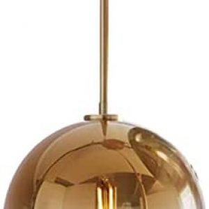 KCO Lighting Modern Gold Glass Pendant Light Mid Century Hanging Light Fixture Globe Shade Bedside Lamp Metal Ceiling Chandelier for Kitchen Island Hallway