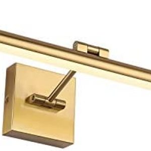 LED Picture Light Fixtures Dimmable 24.4 Inches, Joosenhouse Full Metal Artwork Display Lamp with Single Swing Arm, 14W (70W Eqv), Hardwired Connection, 3000K Warm White, Golden-Like Brass Finish