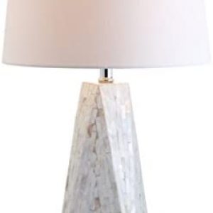 JONATHAN Y JYL1052A Naeva 28″ Seashell LED Table Lamp Coastal Contemporary Bedside Desk Nightstand Lamp for Bedroom Living Room Office College Bookcase LED Bulbs Included, Pearl