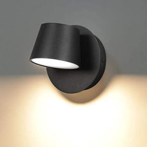 Phenas Modern Wall Light LED Reading Spotlight 350° Swivel Nordic Style Wall Spotlight LED Wall Lamp for Bedroom Bedside Living Room Hallway Stairs Corridor, Black 3000K
