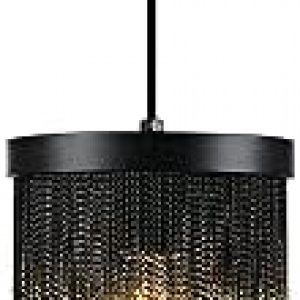 ZEDSUN Cylinder Pendant Lights Single Mini Vintage Ceiling Hanging Light Fixtures in Matt Black Finish, Pendant Lighting for Kitchen Island Dining Room Bathroom Farmhouse